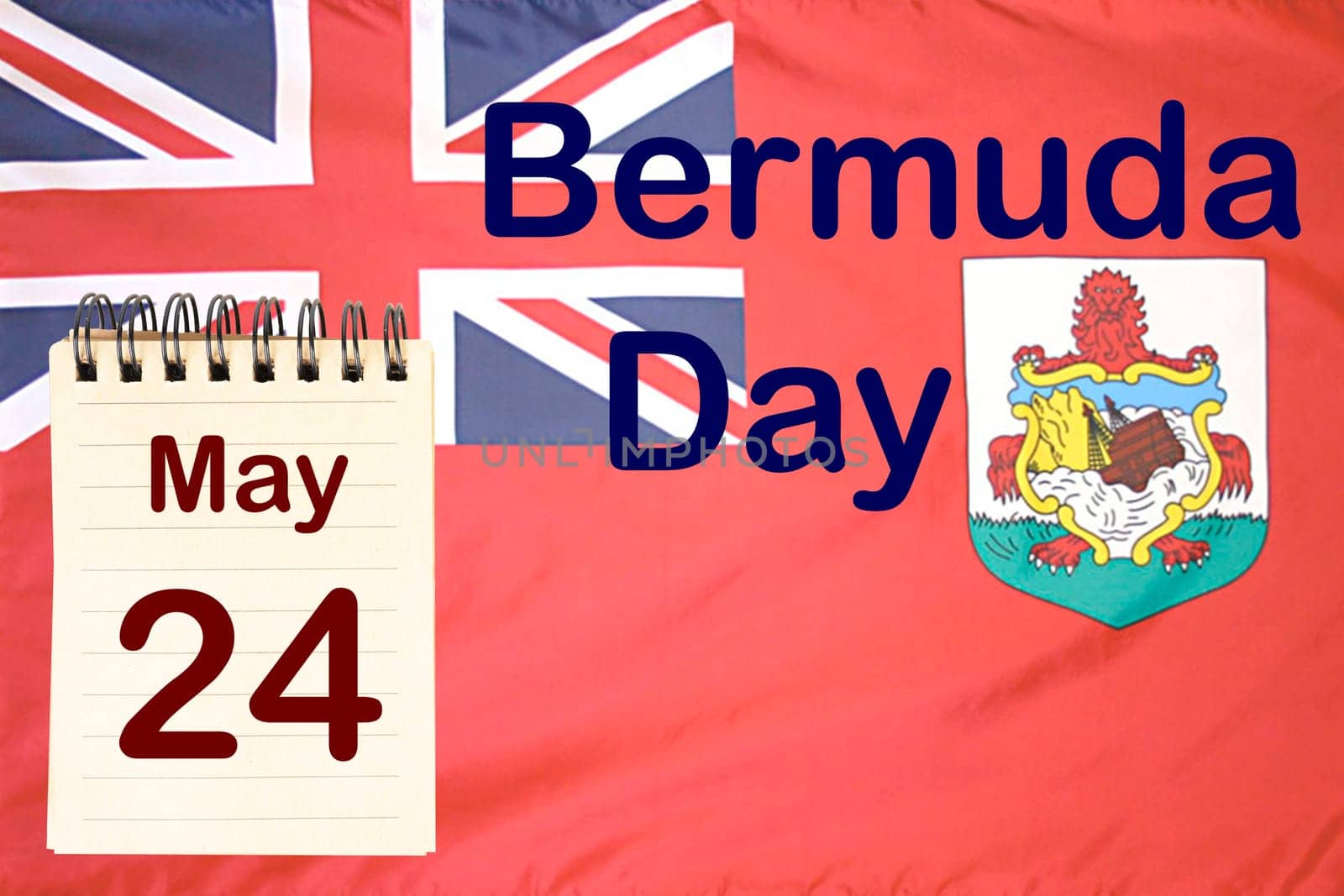 The celebration of the Bermuda Day with the flag and the calendar indicating the May 24