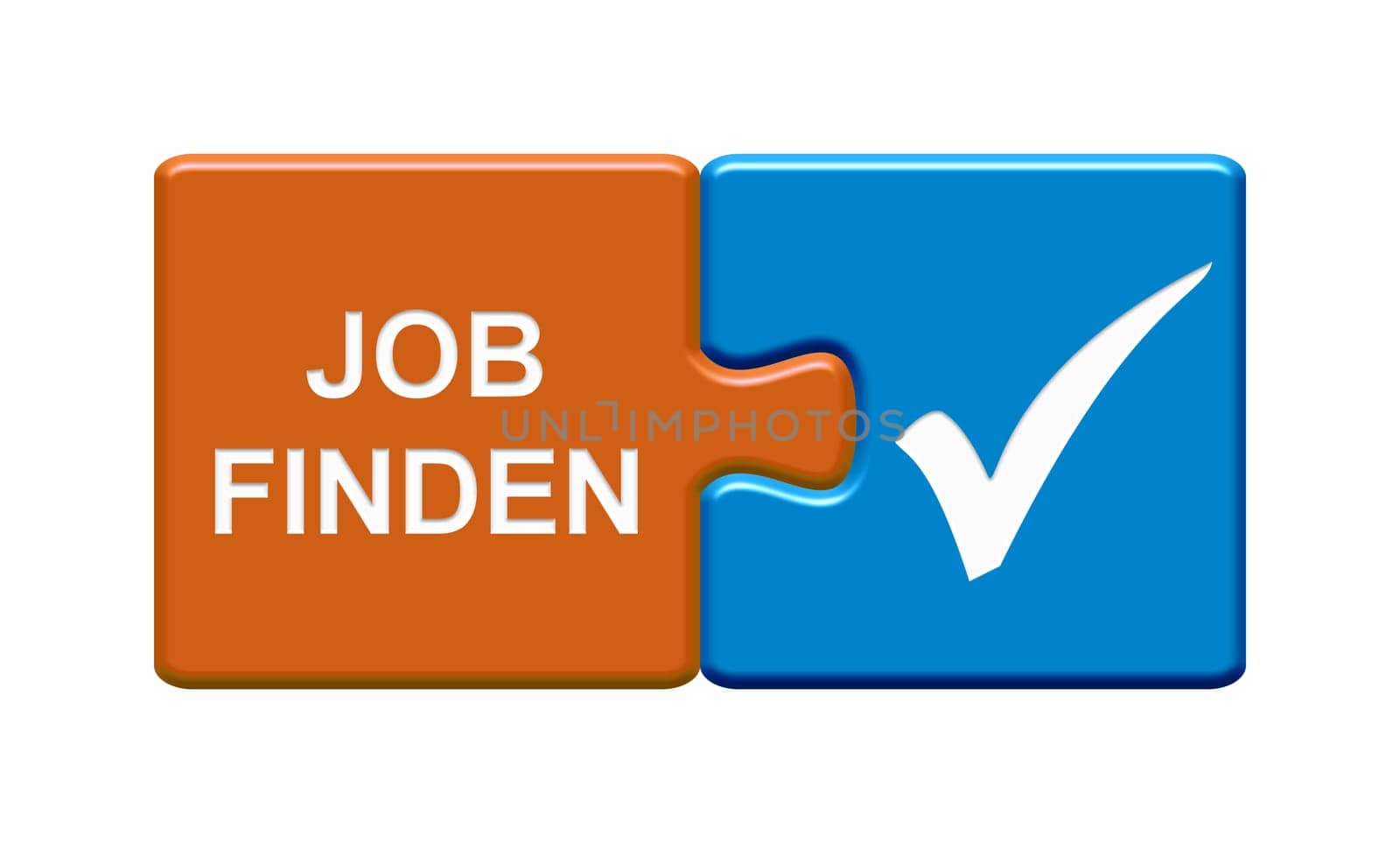 Puzzle Button 3D illustration german: Find a job