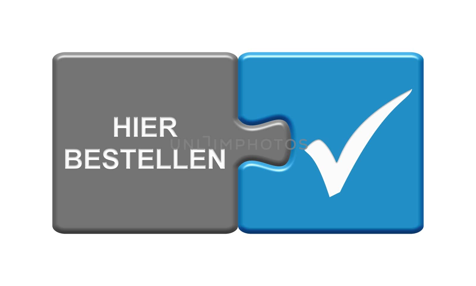 Puzzle Button 3D illustration german: Order here