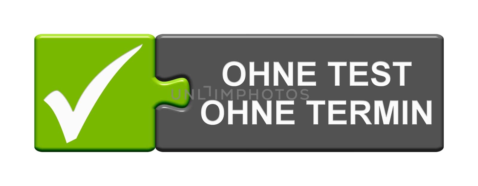 Puzzle Butto: Without Test and Appointment in german language 3D illustration