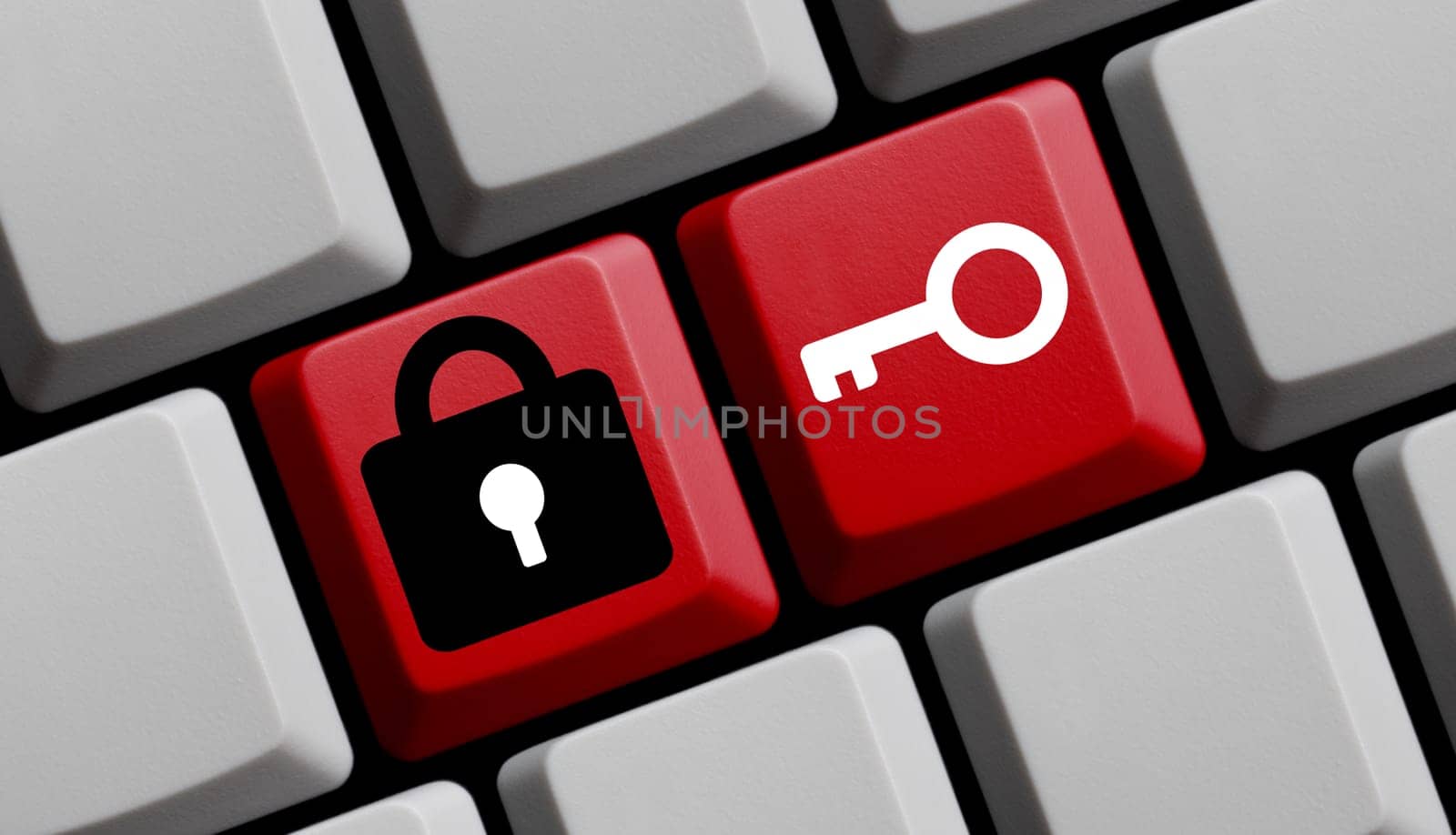 Computer Keyboard showing Onlien Security 3D Illustration