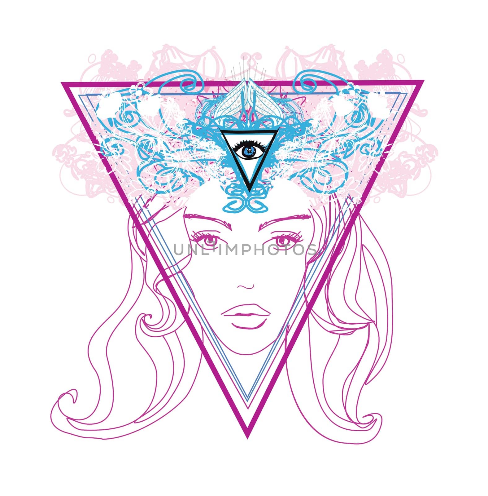 Woman with third eye, psychic supernatural senses