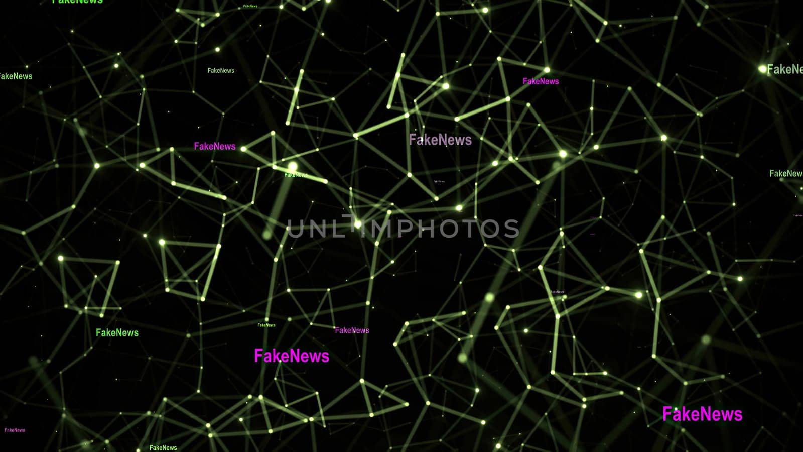 Fake news text against network  background