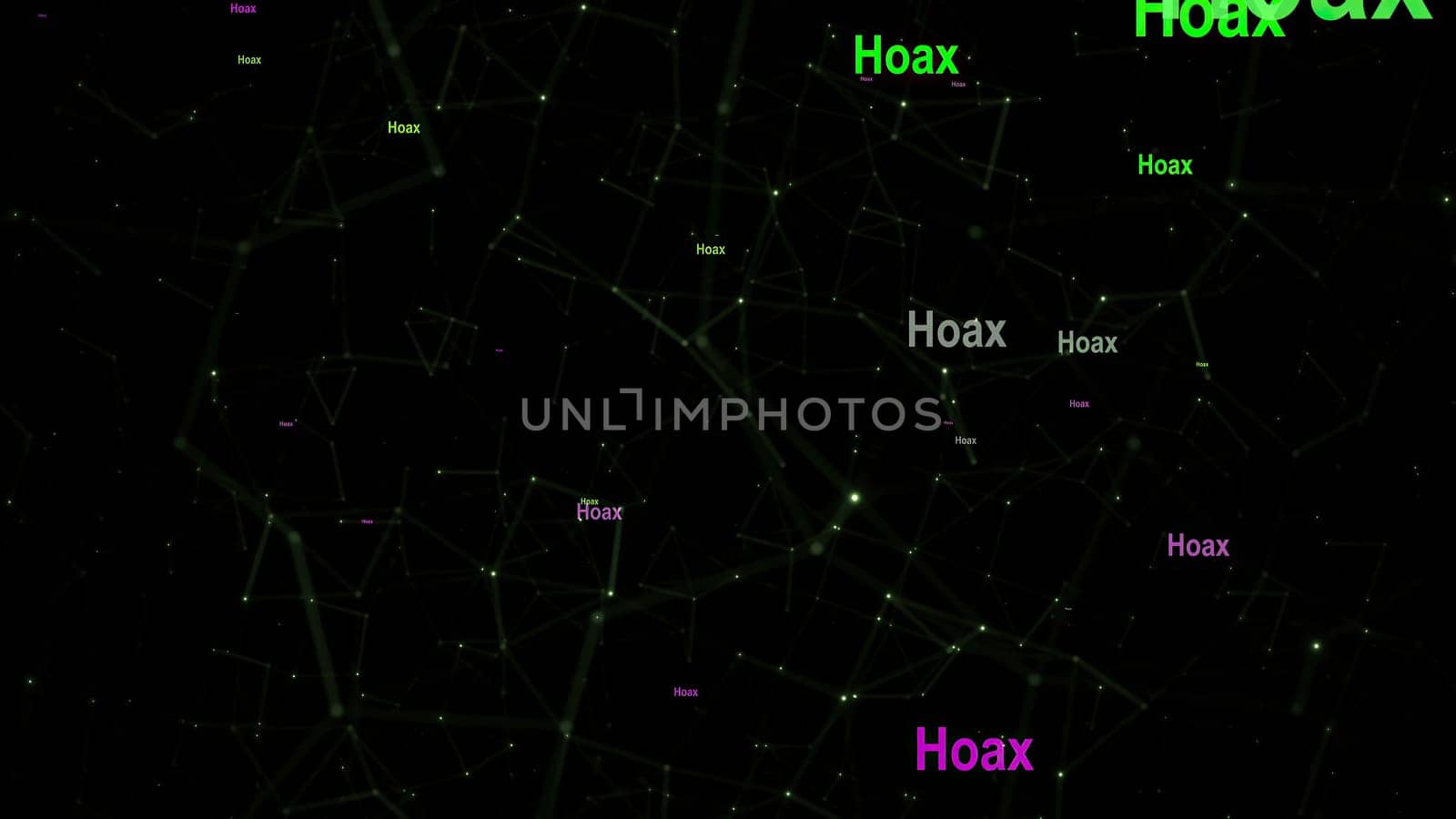 Hoax text against network  background