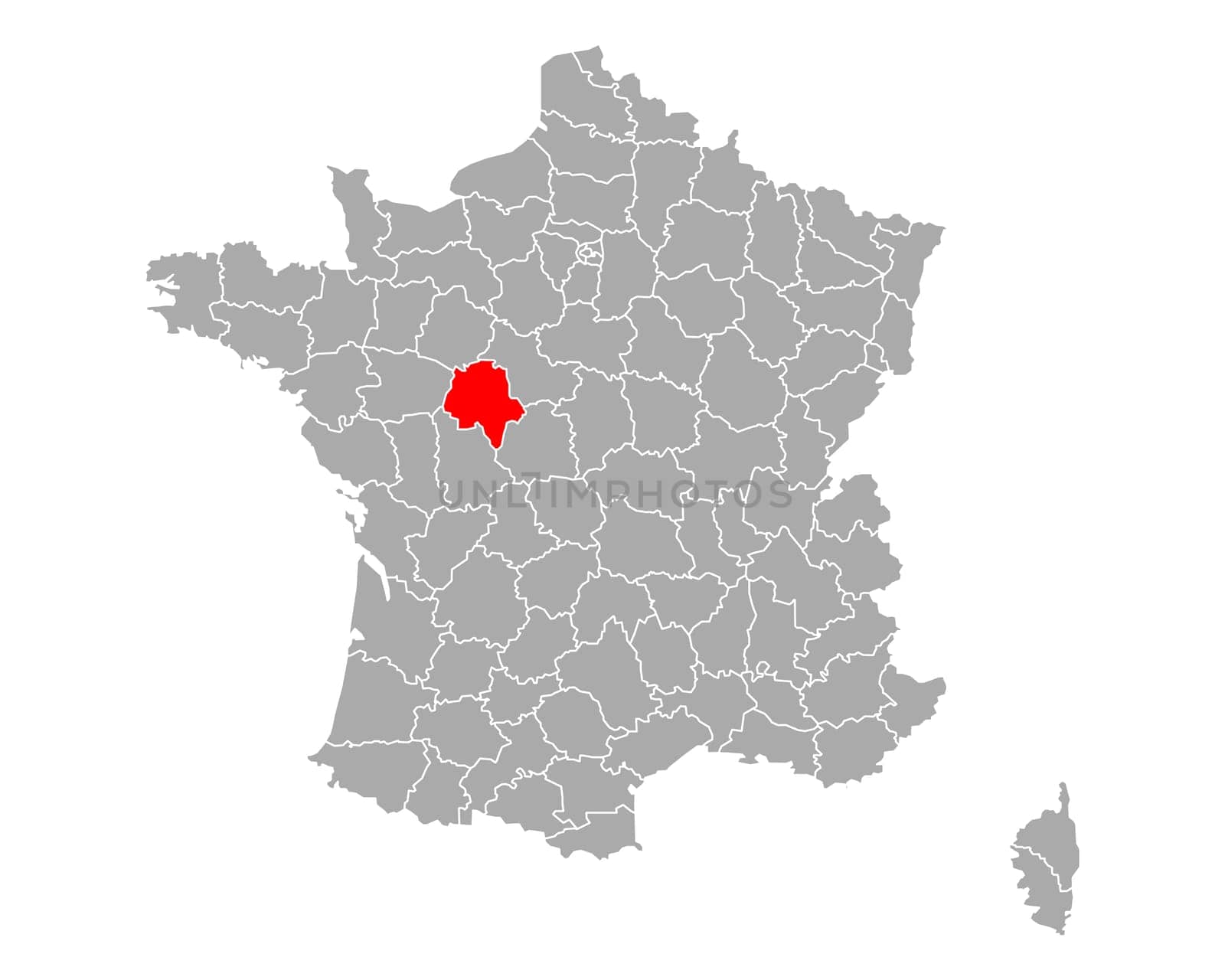 Map of Indre-et-Loire in France
