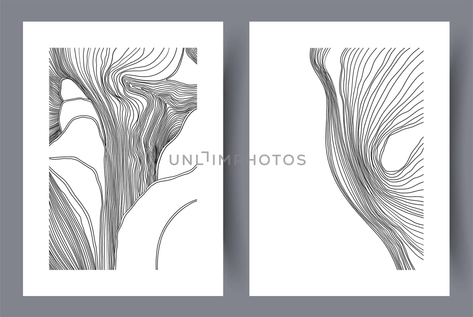 Printable wall art vector poster set. Hand drawn minimalism design for scandinavian interior.