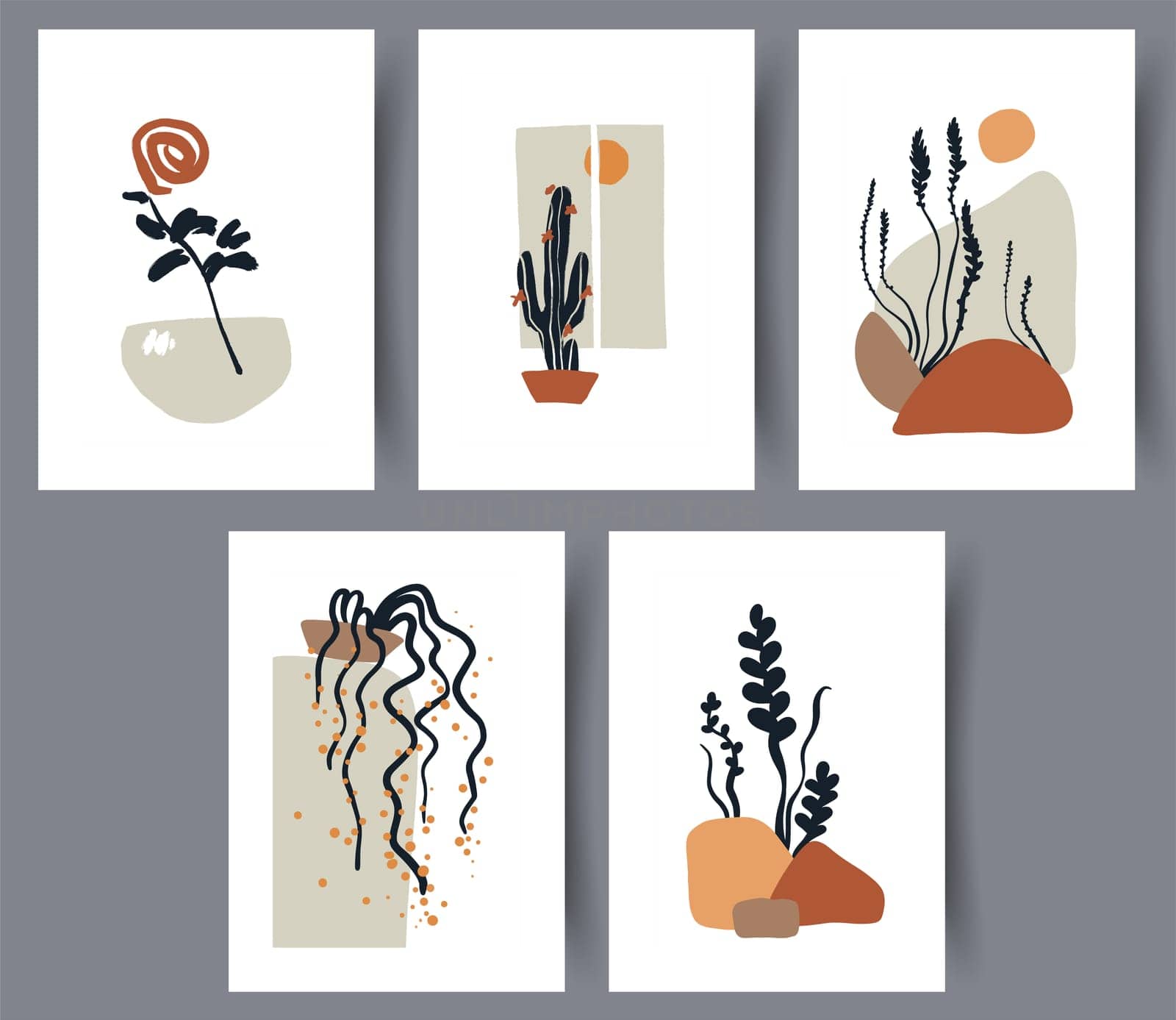 Abstract vector wall art background. Minimalistic abstract wall art background for print. Scandinavian vector style.