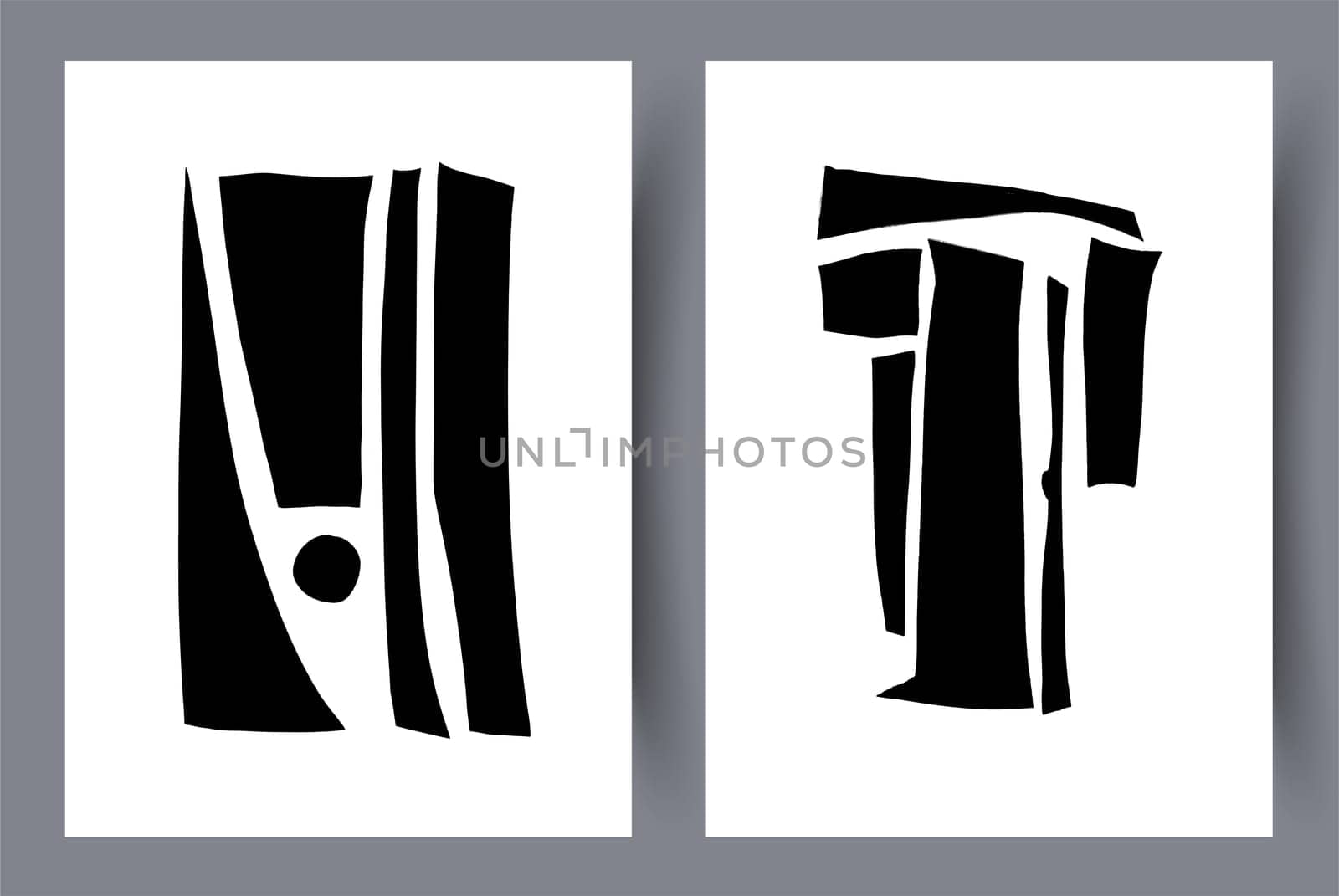 Scandinavian abstract vector print set. Minimalistic abstract wall art background for print. Scandinavian vector style.