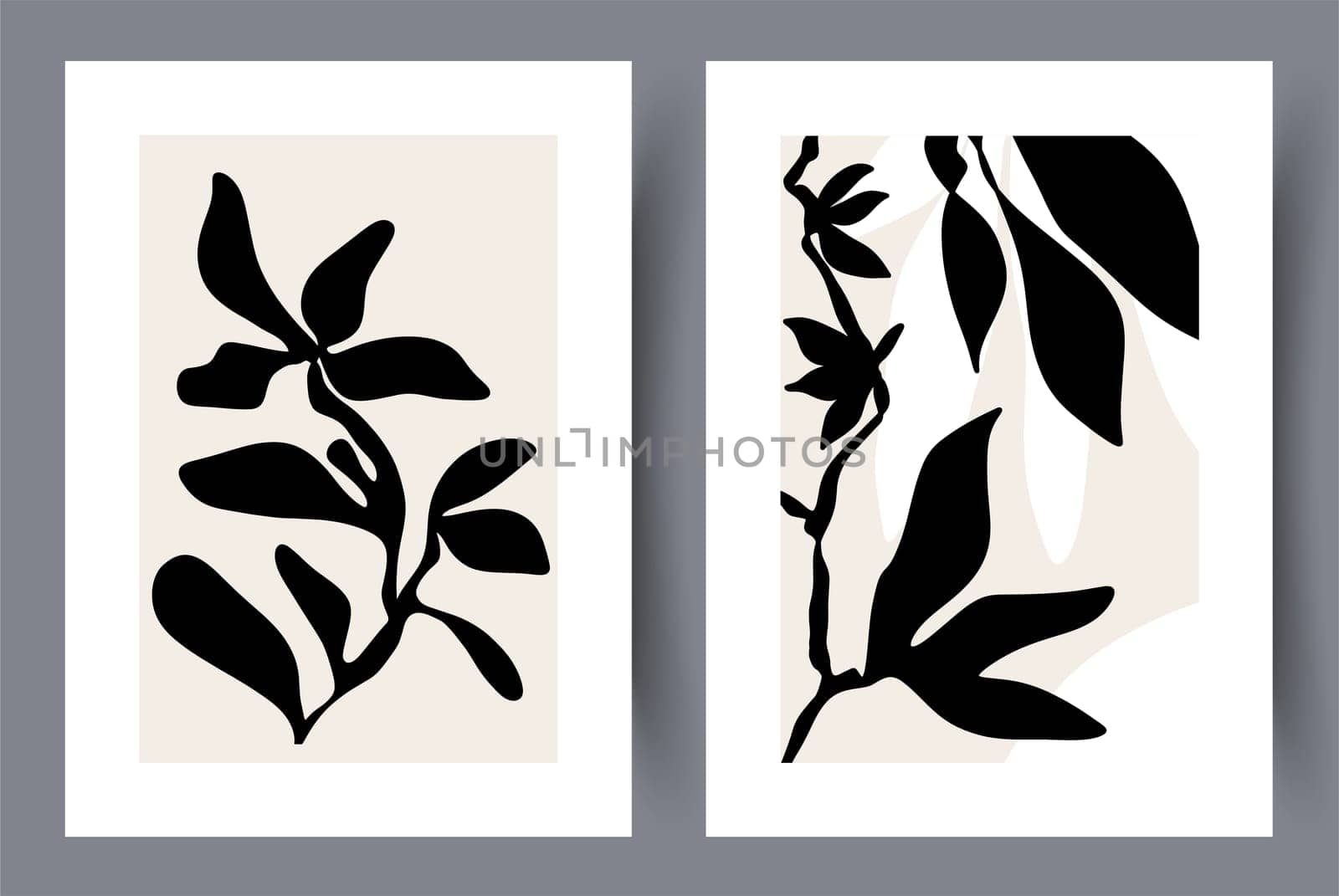 Printable wall art vector poster set. Hand drawn minimalism design for scandinavian interior.
