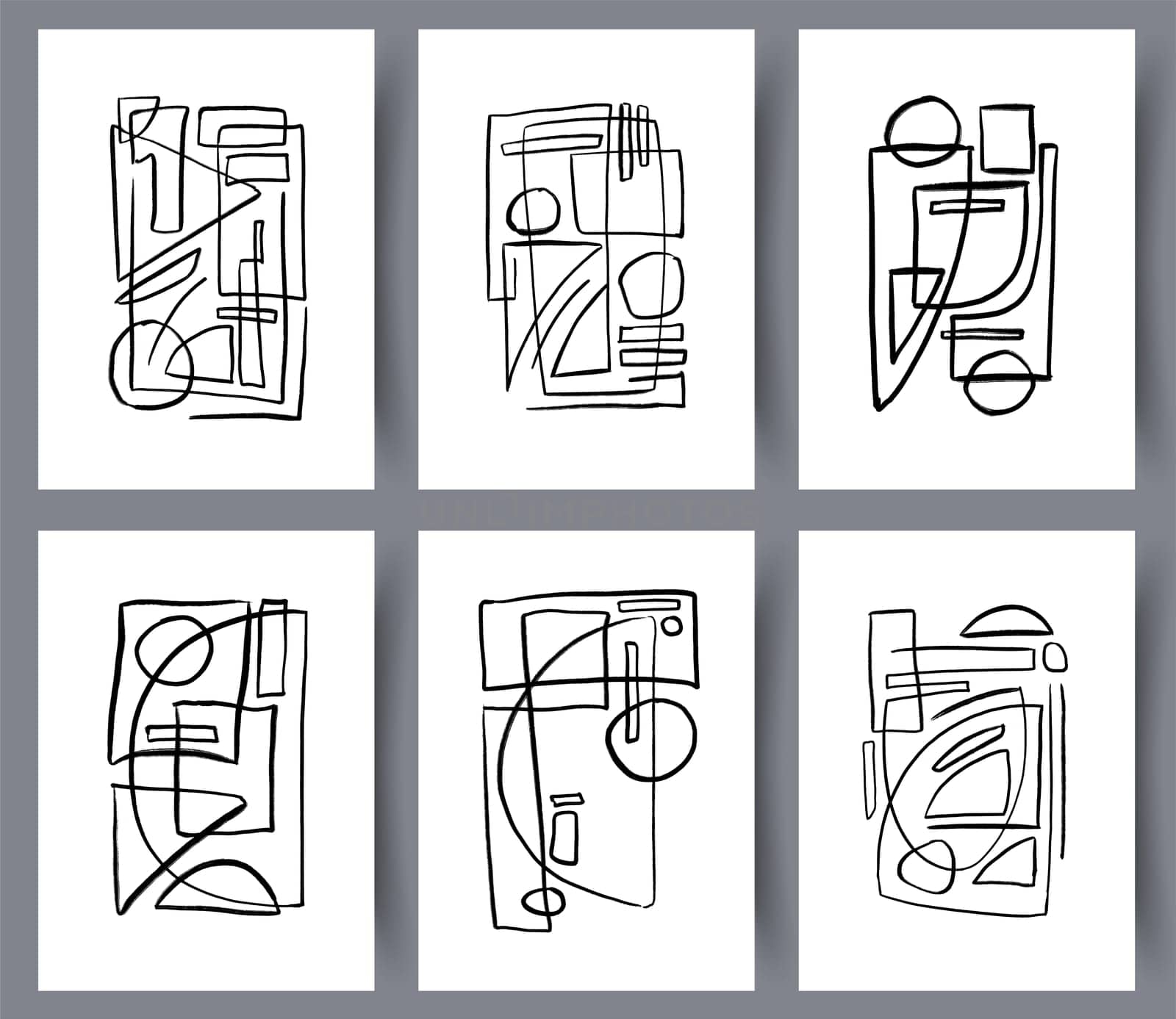 Scandinavian abstract vector print set. Minimalistic abstract wall art background for print. Scandinavian vector style.