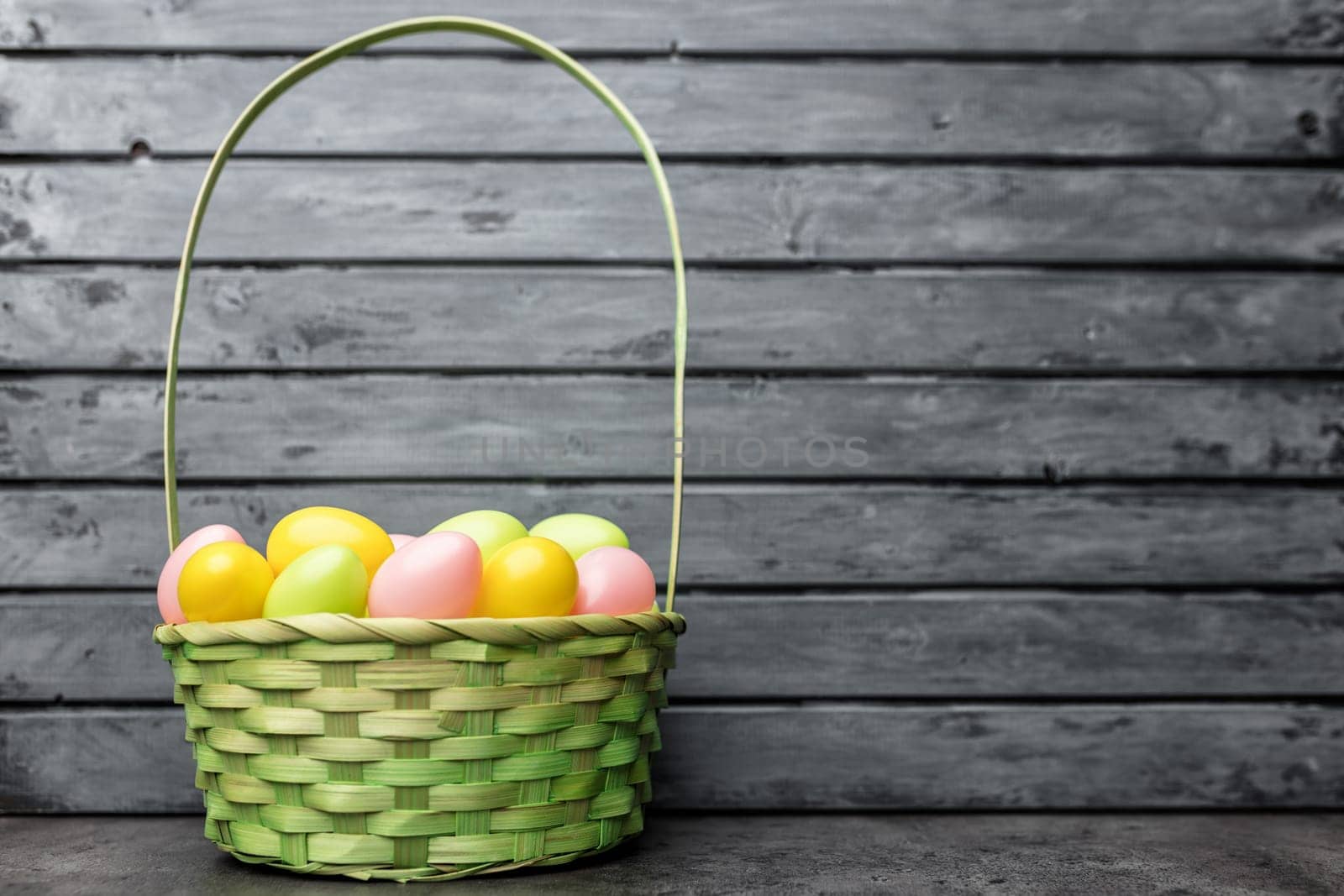 Traditional seasonal Easter holiday bunny and eggs