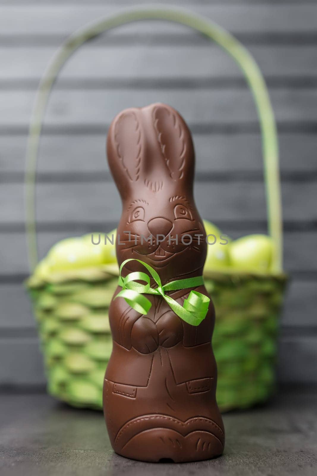 Delicious Easter holiday chocolate bunny, eggs and sweets