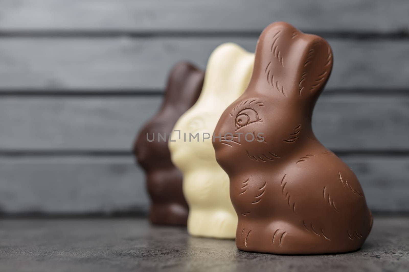 Delicious Easter holiday chocolate bunny, eggs and sweets