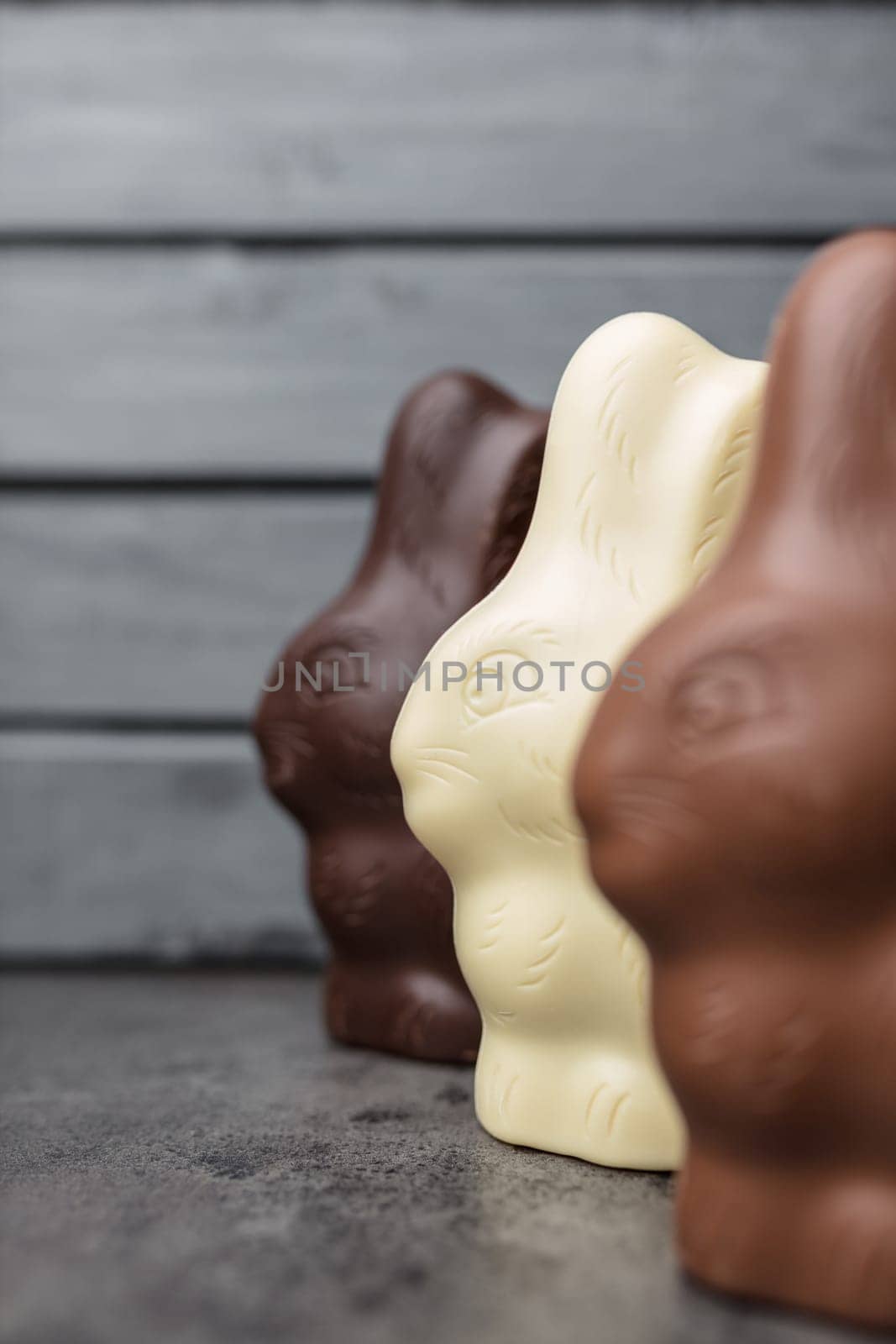 Delicious Easter holiday chocolate bunny, eggs and sweets