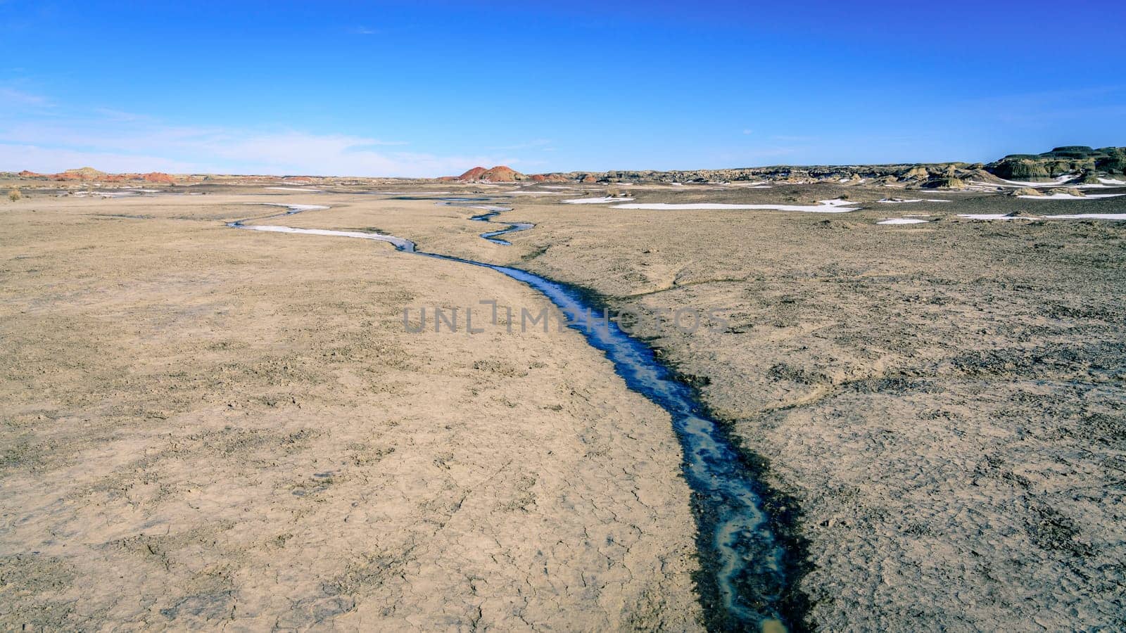 Scenic view of Bisti De-Na-Zin Wilderness area in New Mexico in winter