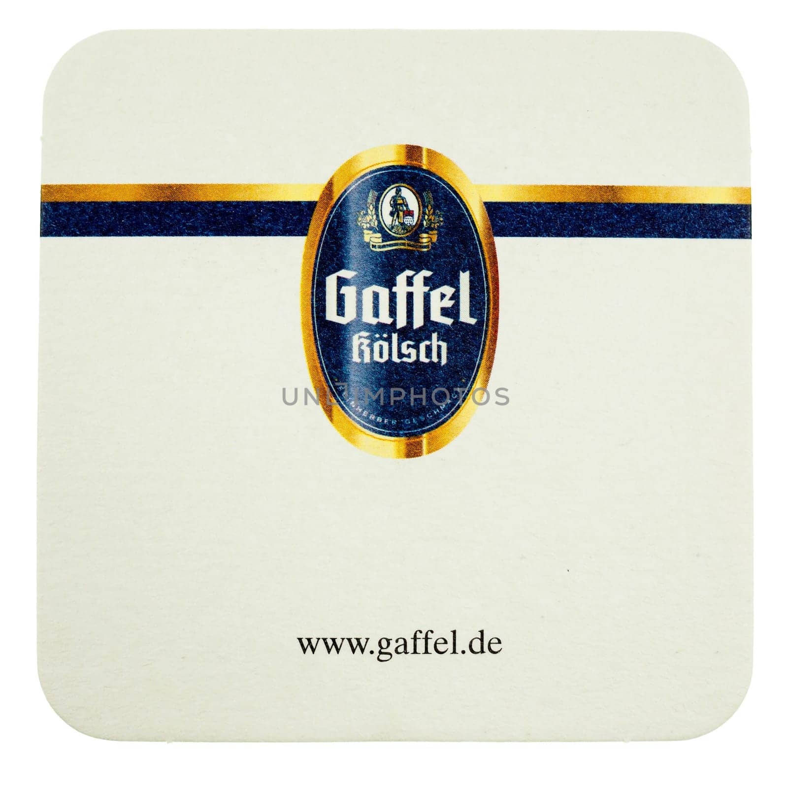 BERLIN, GERMANY - MARCH 15, 2015: Beermat of German beer Gaffel isolated over white background