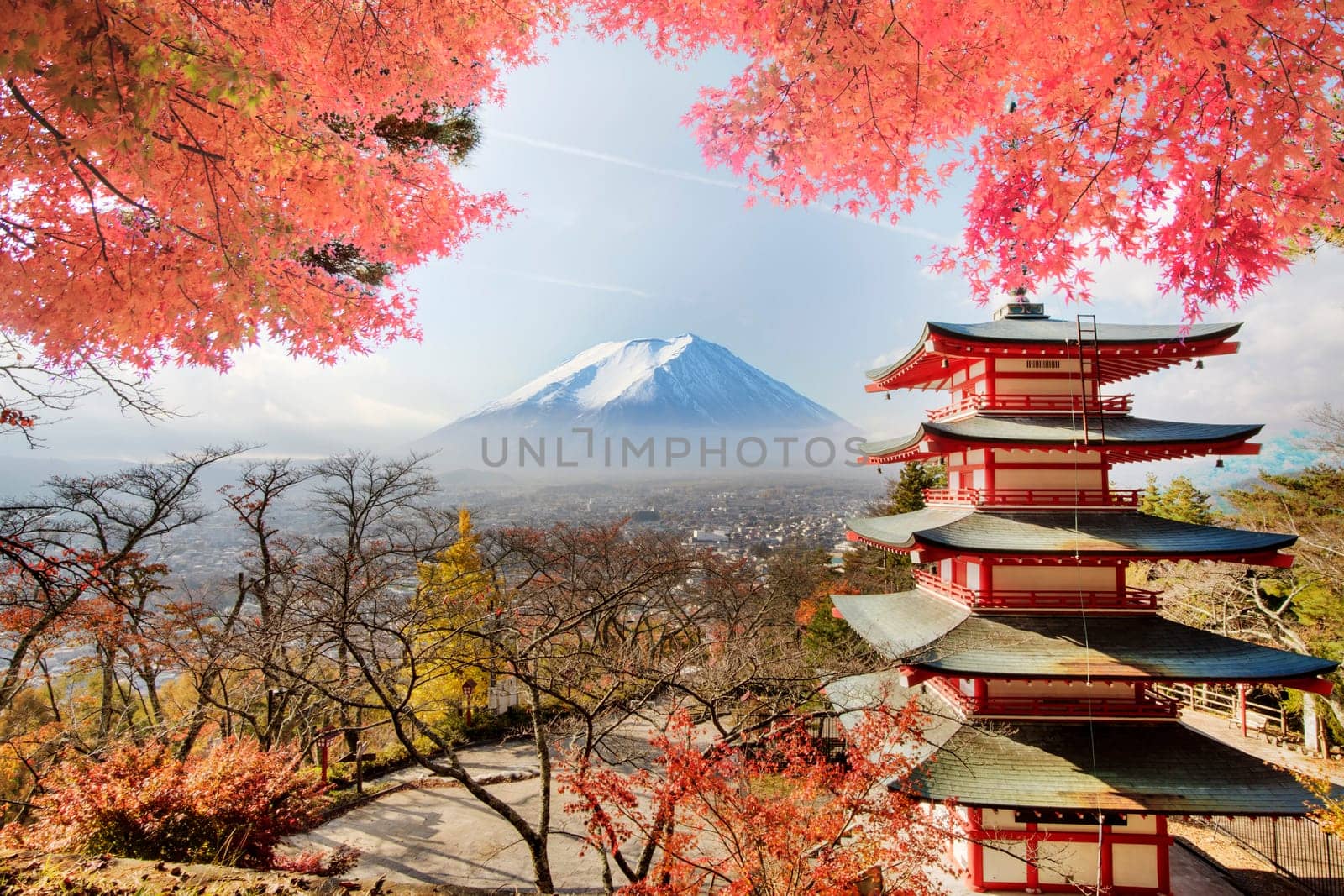 Mt. Fuji with fall colors in japan for adv or others purpose use