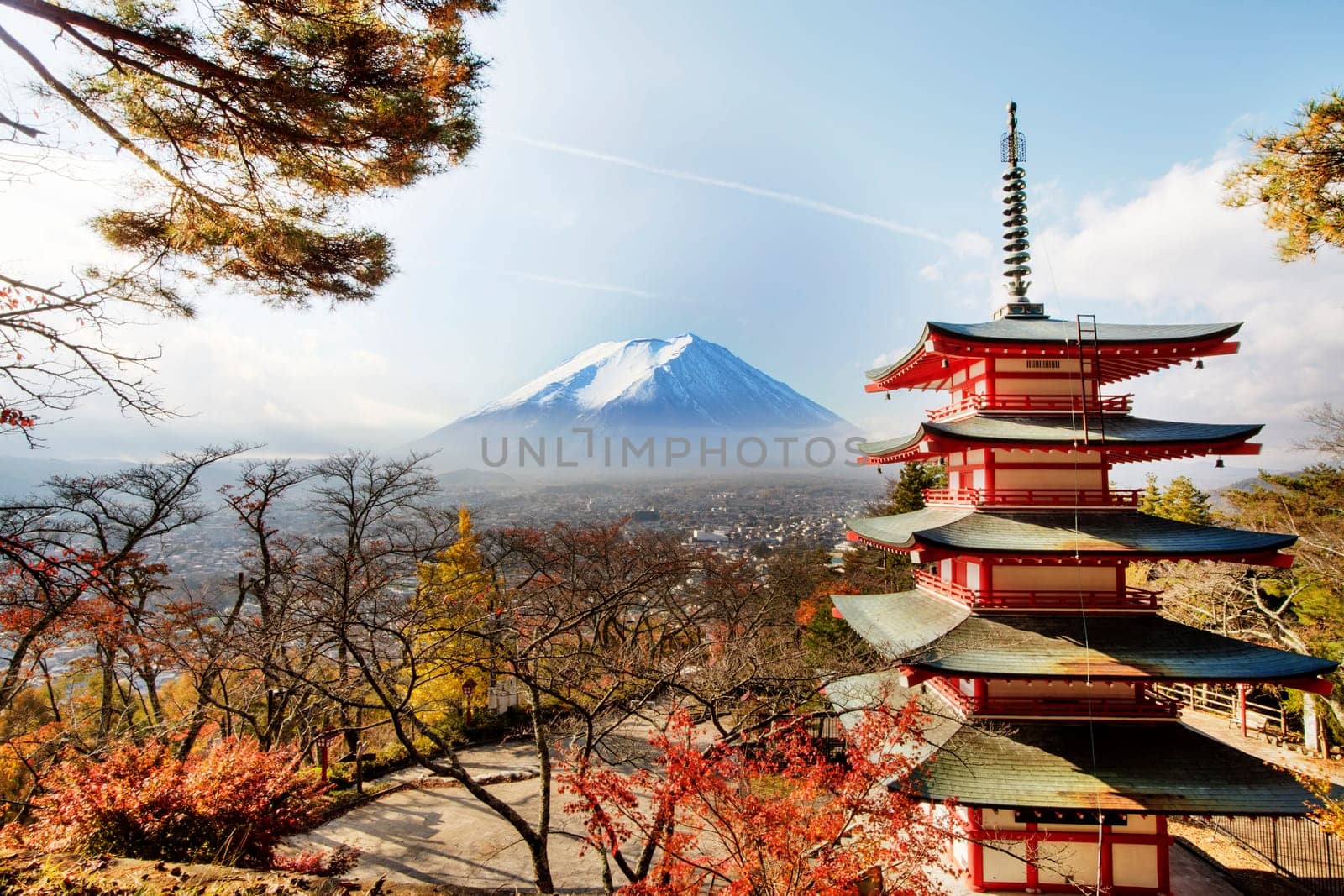 Mt. Fuji with fall colors in japan for adv or others purpose use
