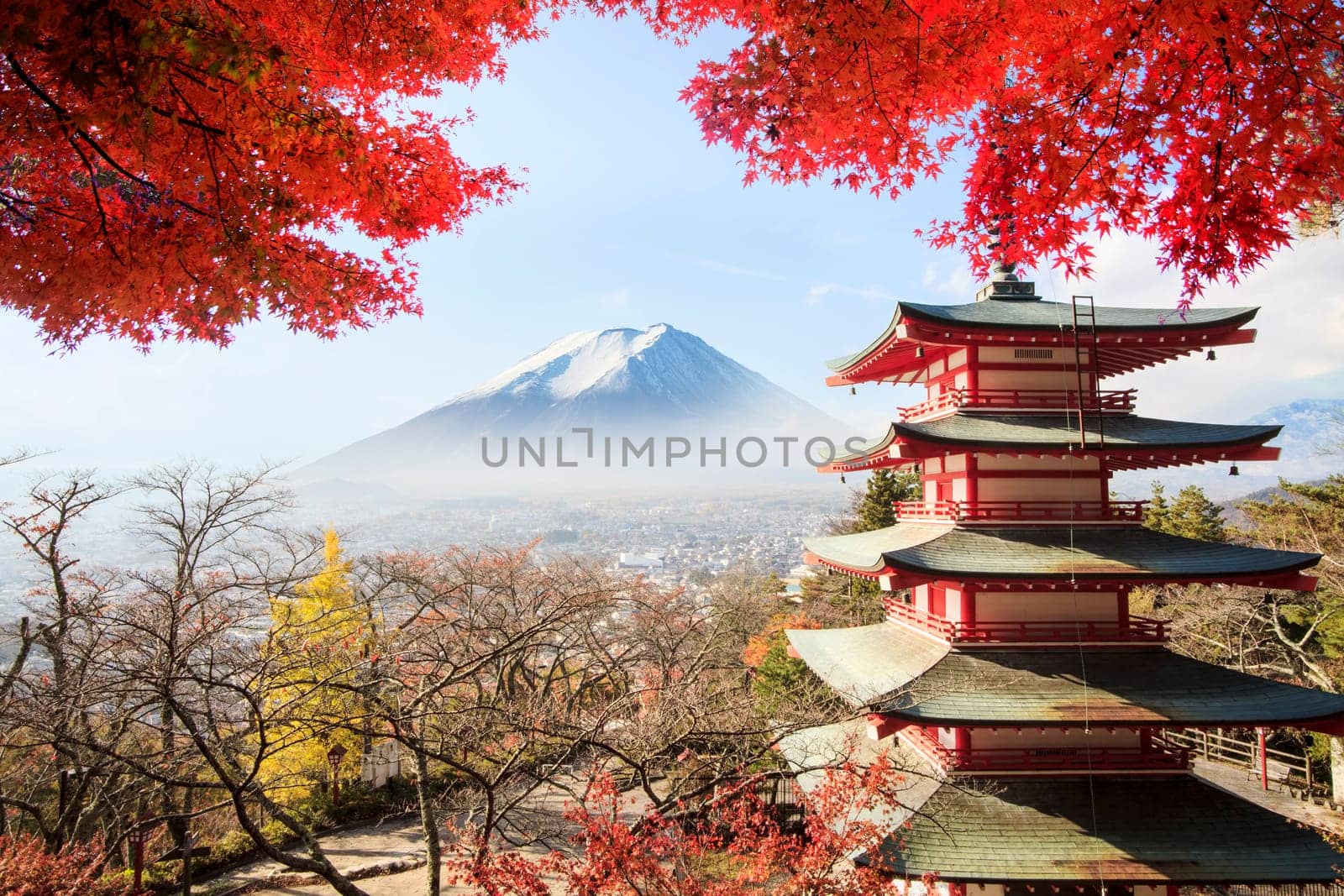 Mt. Fuji with fall colors in japan for adv or others purpose use