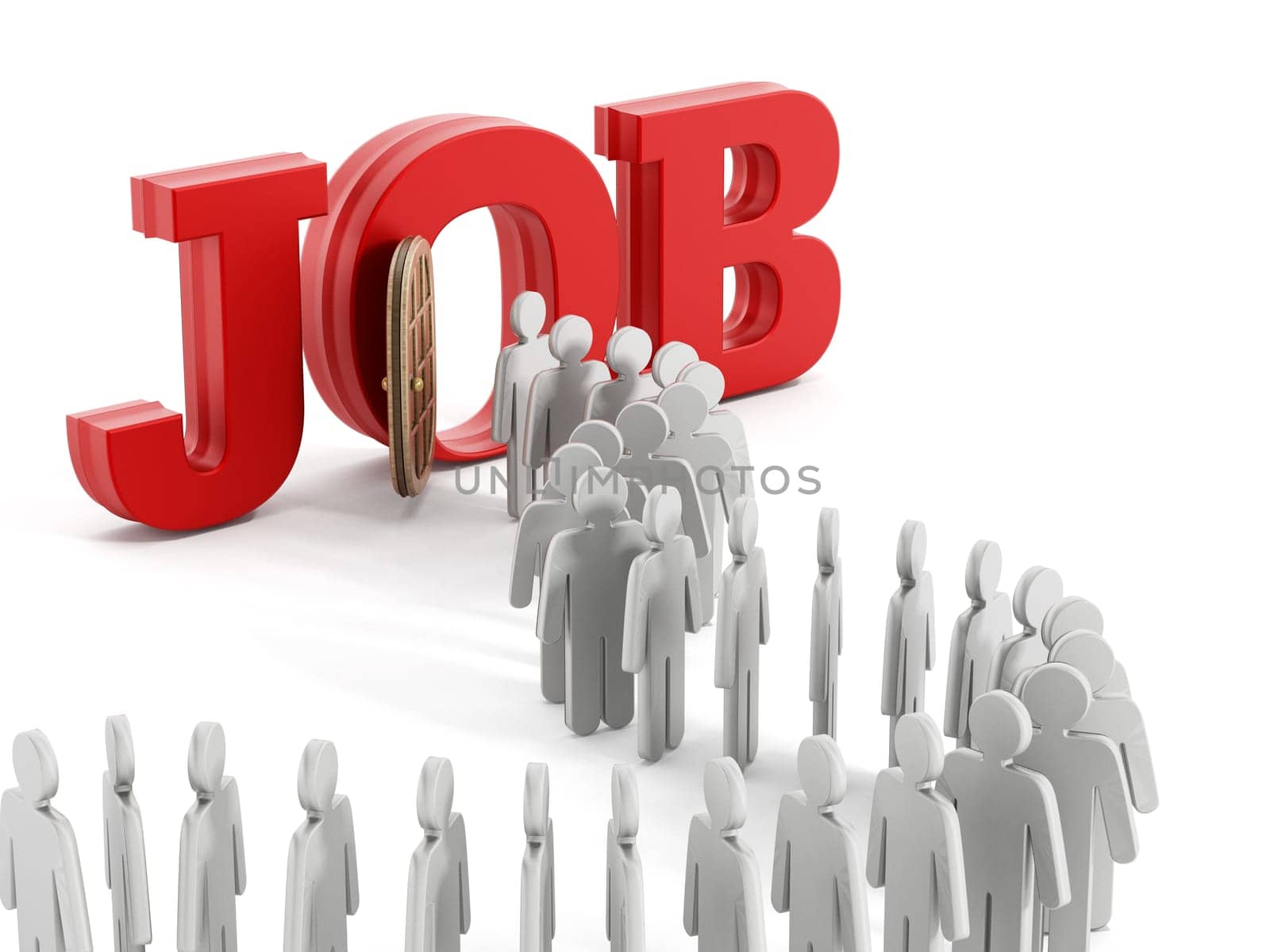 People symbols entering the door in front of the word job