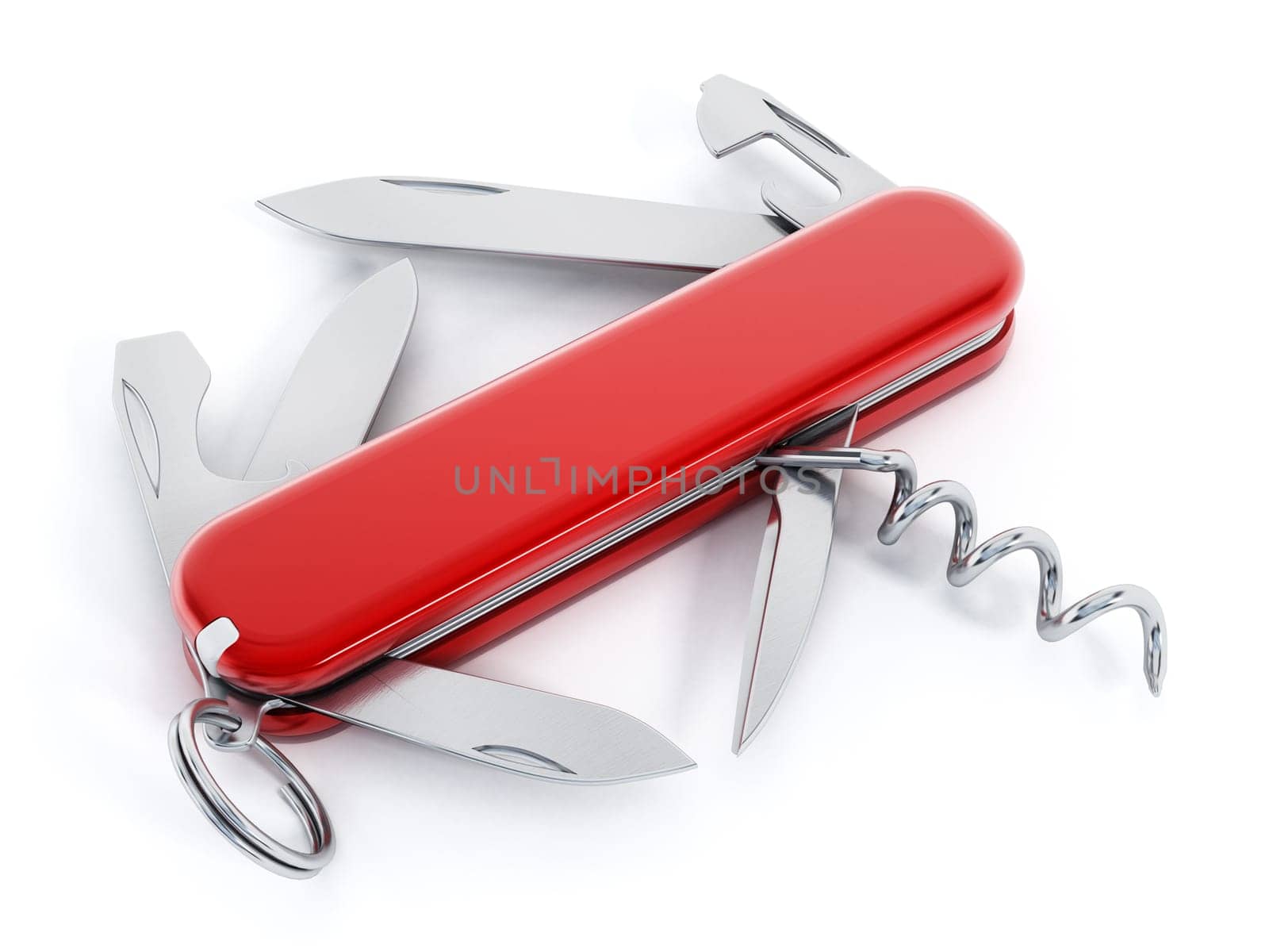 Swiss knife isolated on white background