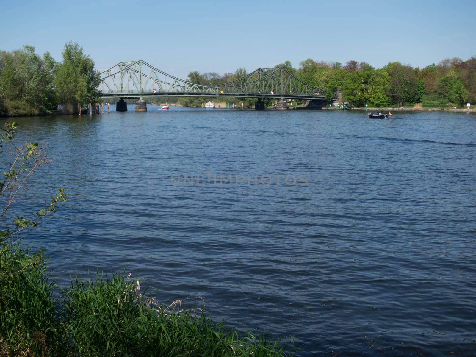 Glienicker Bridge seen from the Tiefen See with the Teltow Canal