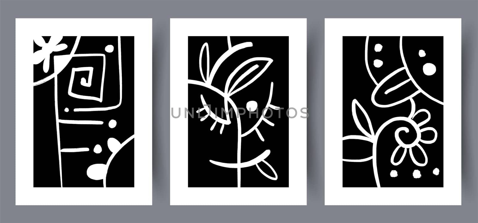 Printable wall art vector poster set vector. Vector illustrationPrintable wall art vector poster set. Hand drawn minimalism design for scandinavian interior.