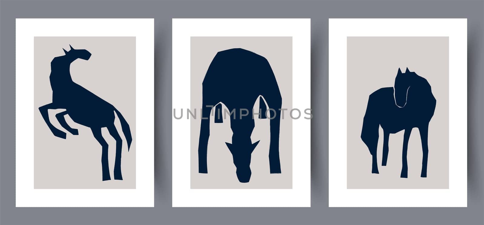 Printable wall art vector poster set. Hand drawn minimalism design for scandinavian interior.