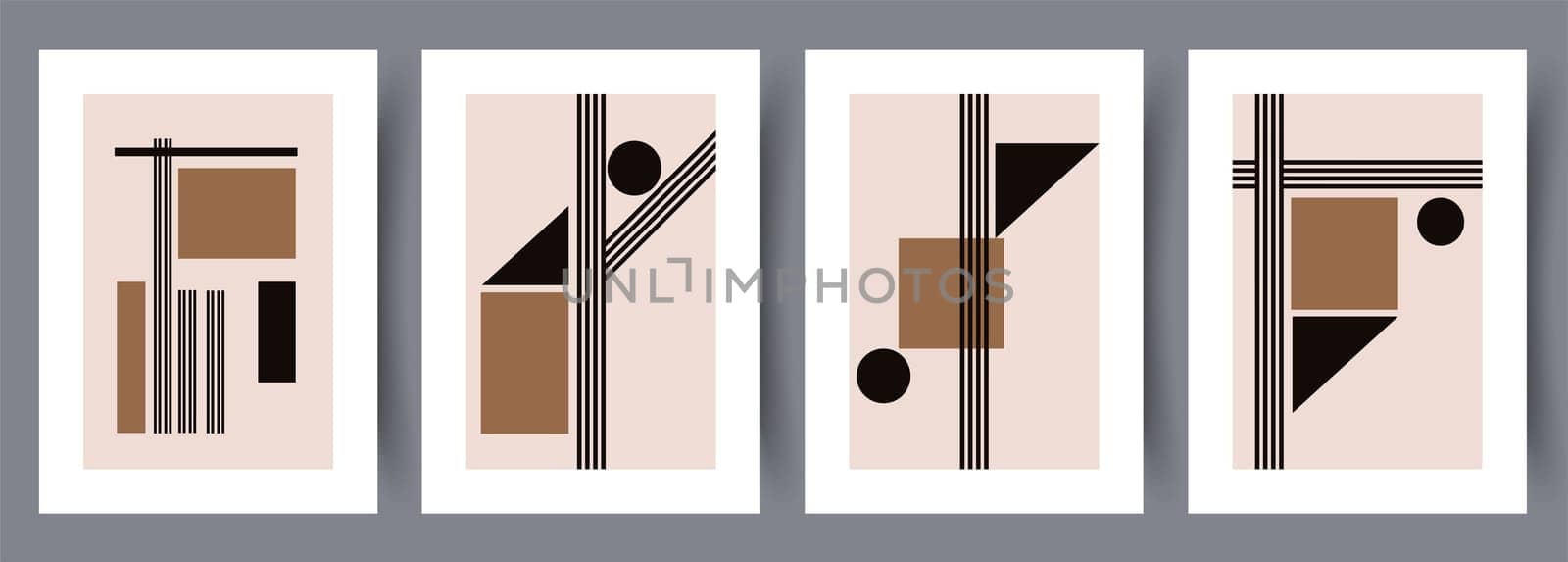 Scandinavian abstract vector print set. Minimalistic abstract wall art background for print. Scandinavian vector style.