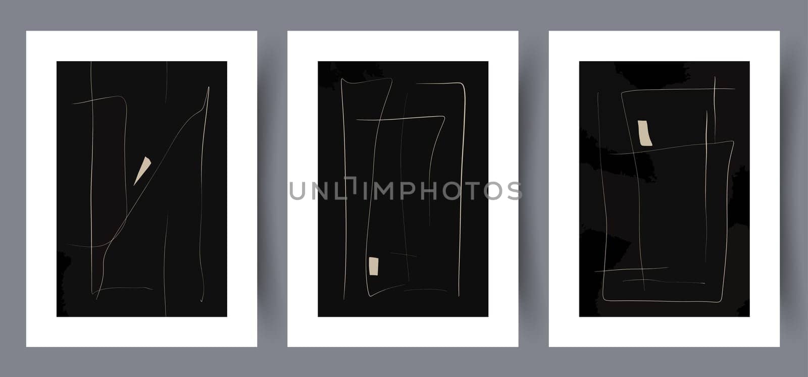 Printable wall art vector poster set vector. Vector illustrationPrintable wall art vector poster set. Hand drawn minimalism design for scandinavian interior.