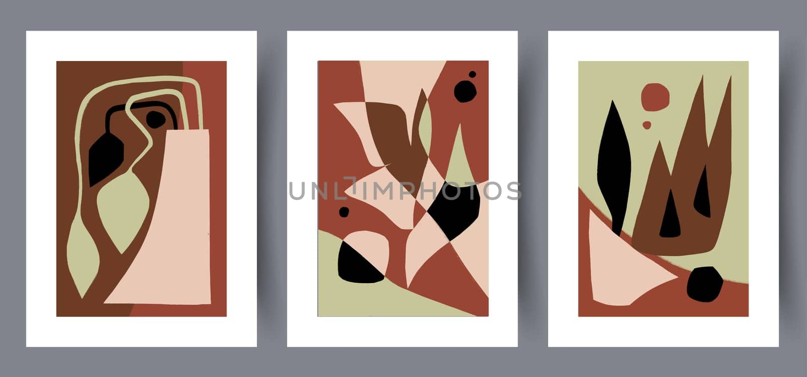 Printable wall art vector poster set. Hand drawn minimalism design for scandinavian interior.