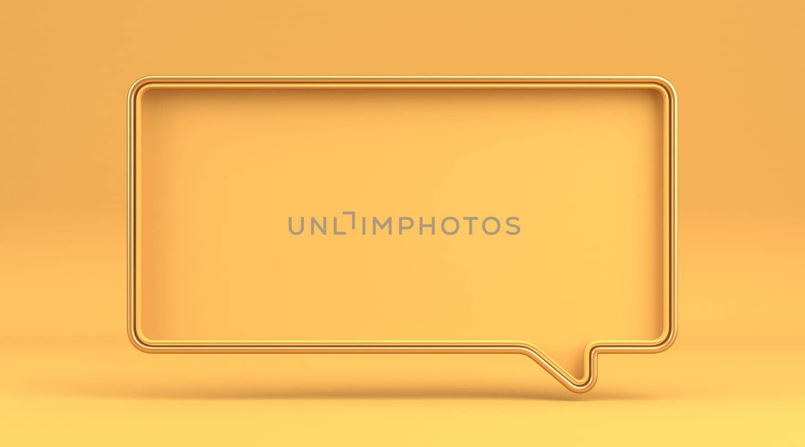 Big rectangular bubble talk sign 3D rendering illustration isolated on yellow background