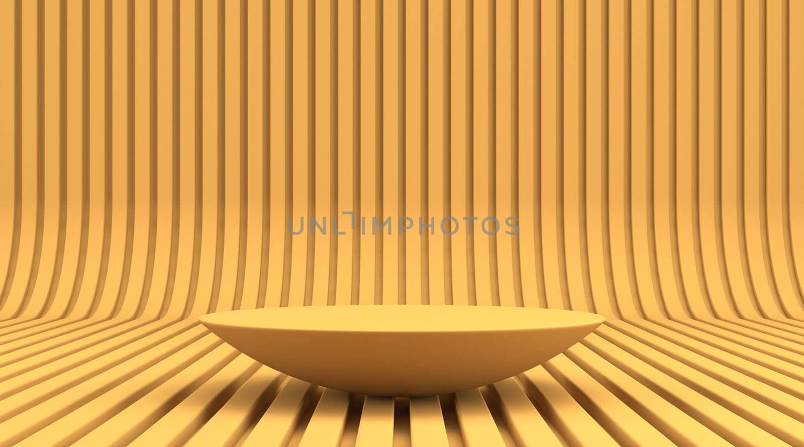 Simple stage for product presentation 3D rendering illustration isolated on yellow background