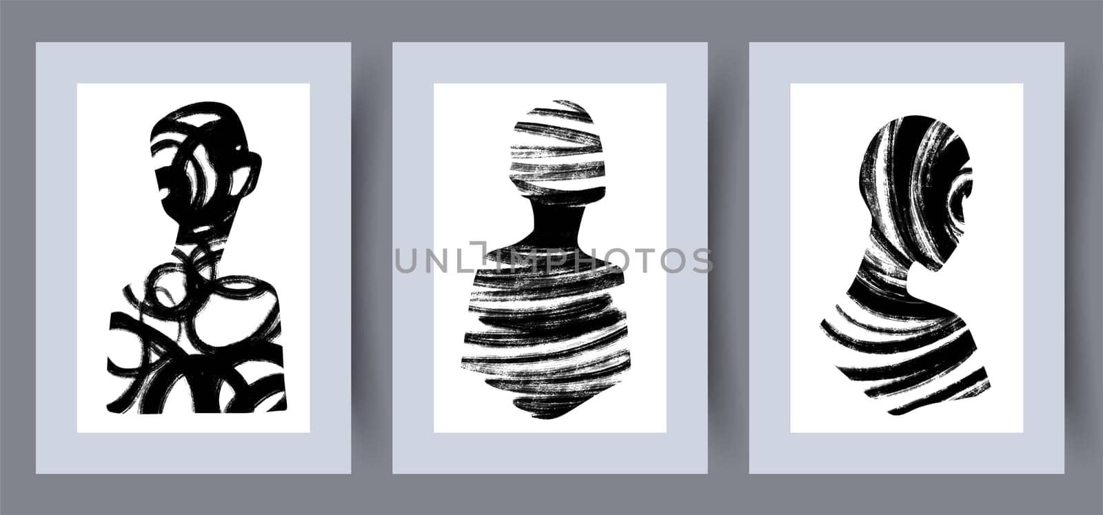 Scandinavian abstract vector print set vector style. Printable wall art vector poster set. Hand drawn minimalism design for scandinavian interior.