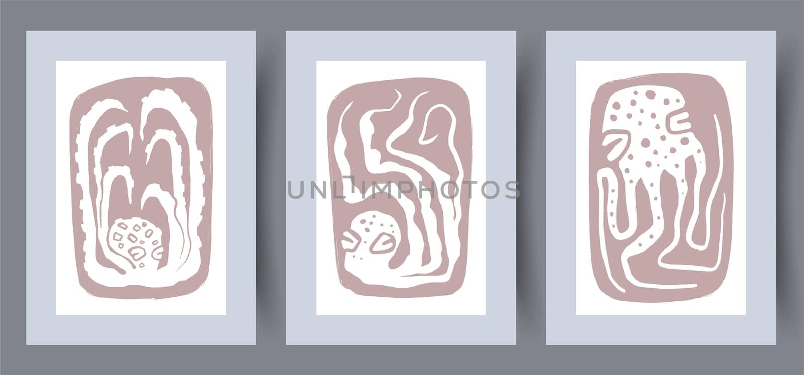 Scandinavian abstract vector print set vector style. Printable wall art vector poster set. Hand drawn minimalism design for scandinavian interior.