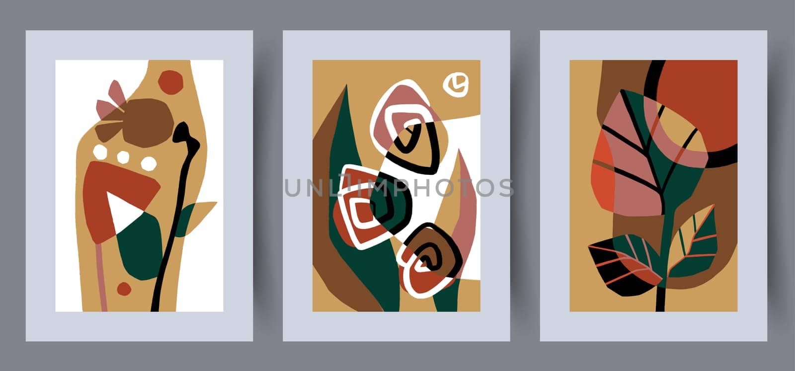 Printable wall art vector poster set vector. Vector illustrationPrintable wall art vector poster set. Hand drawn minimalism design for scandinavian interior.