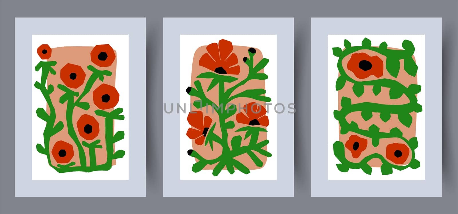 Scandinavian abstract vector print set vector style. Printable wall art vector poster set. Hand drawn minimalism design for scandinavian interior.