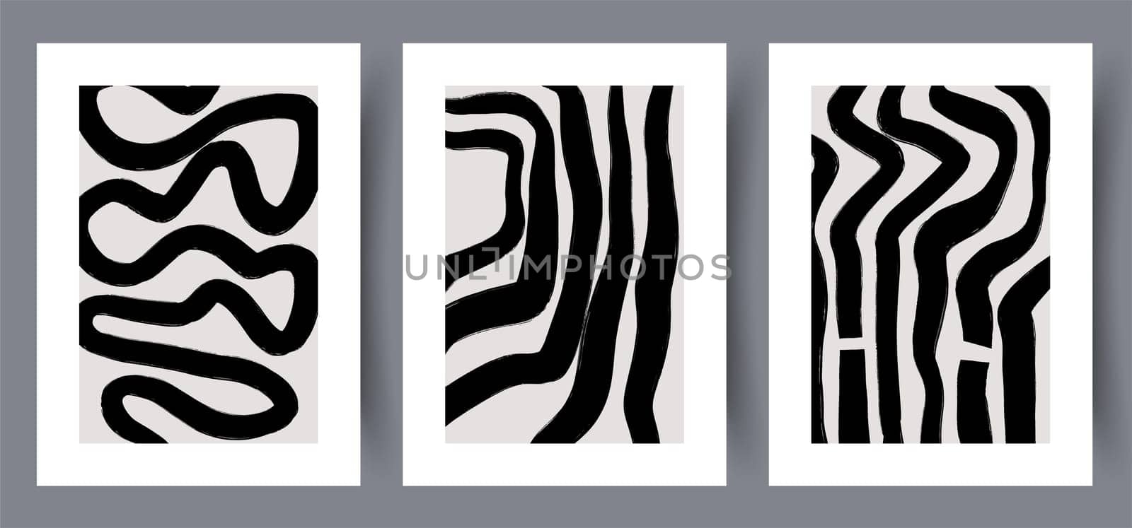 Printable wall art vector poster set vector. Vector illustrationPrintable wall art vector poster set. Hand drawn minimalism design for scandinavian interior.
