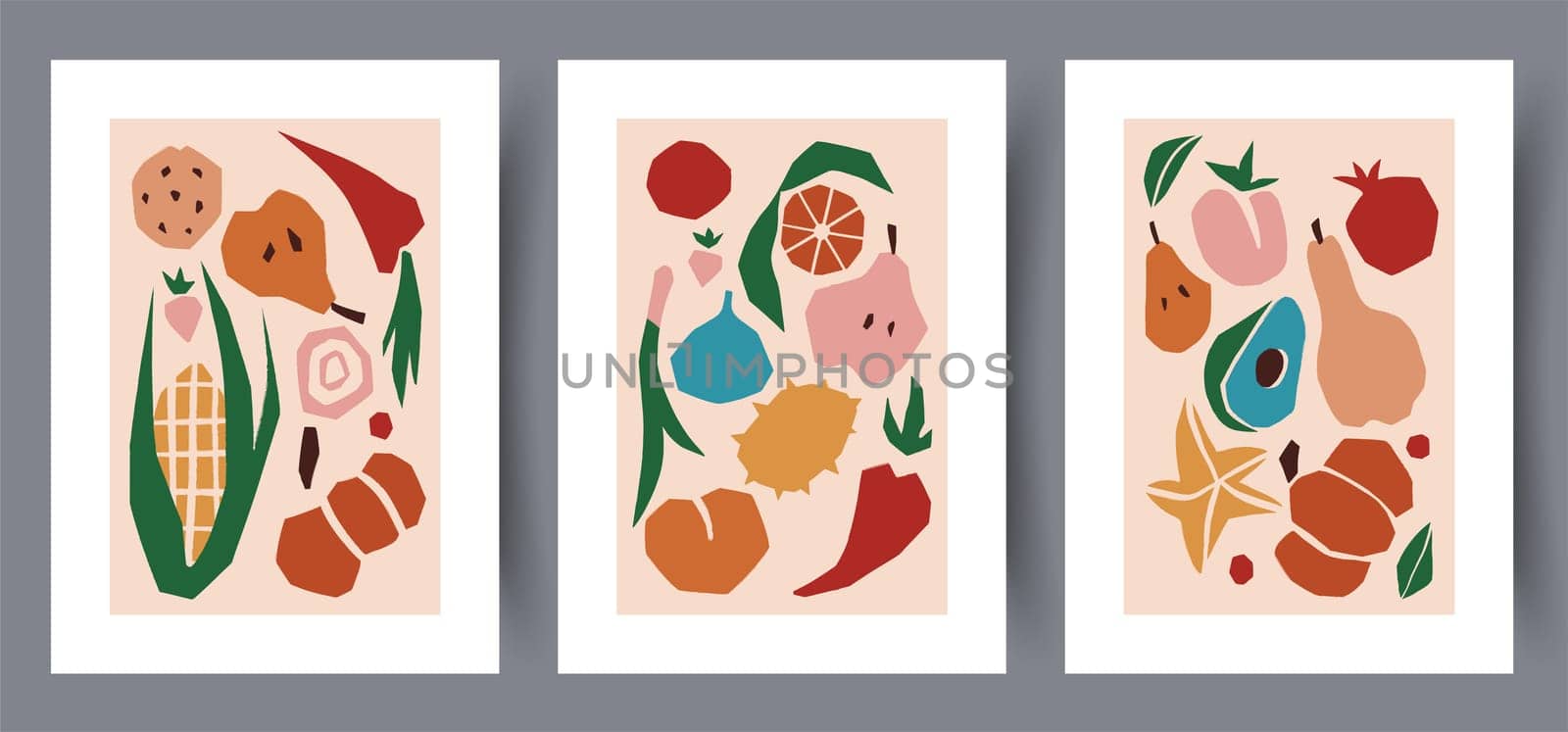 Printable wall art vector poster set vector. Vector illustrationPrintable wall art vector poster set. Hand drawn minimalism design for scandinavian interior.