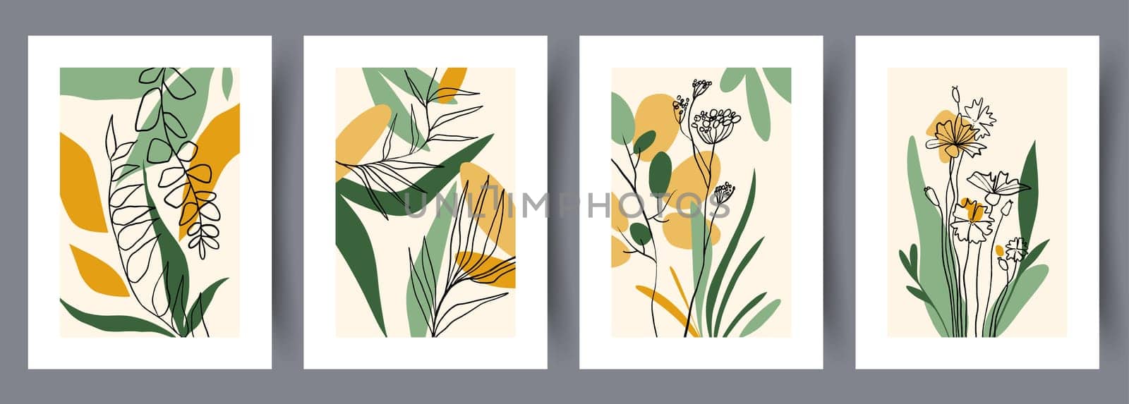 Printable wall art vector poster set vector. Vector illustrationPrintable wall art vector poster set. Hand drawn minimalism design for scandinavian interior.