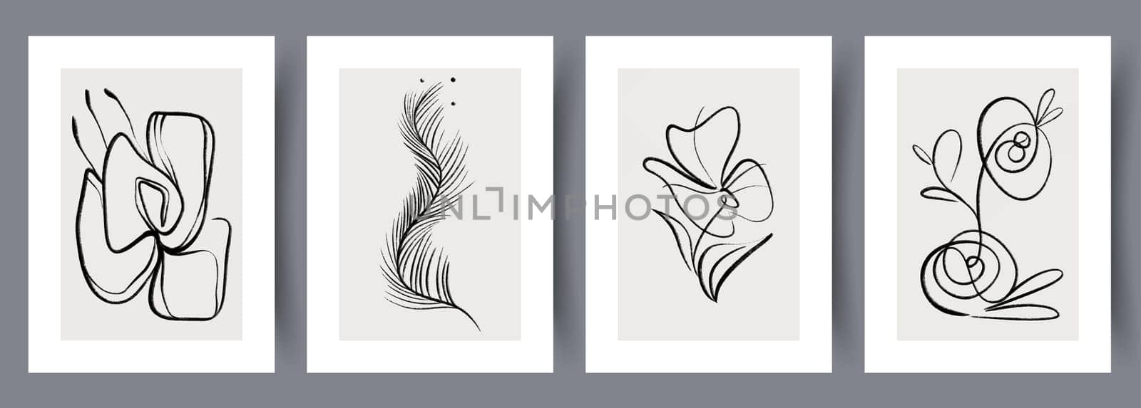 Printable wall art vector poster set vector. Vector illustrationPrintable wall art vector poster set. Hand drawn minimalism design for scandinavian interior.