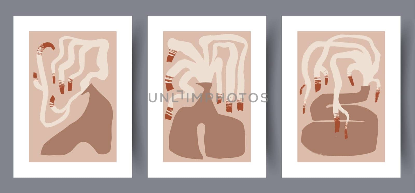 Printable wall art vector poster set. Scandinavian abstract vector print set for modern interior. Printable poster design.
