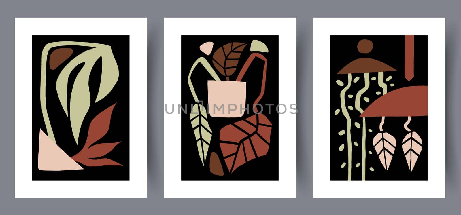 Printable wall art vector poster set. Scandinavian abstract vector print set for modern interior. Printable poster design.