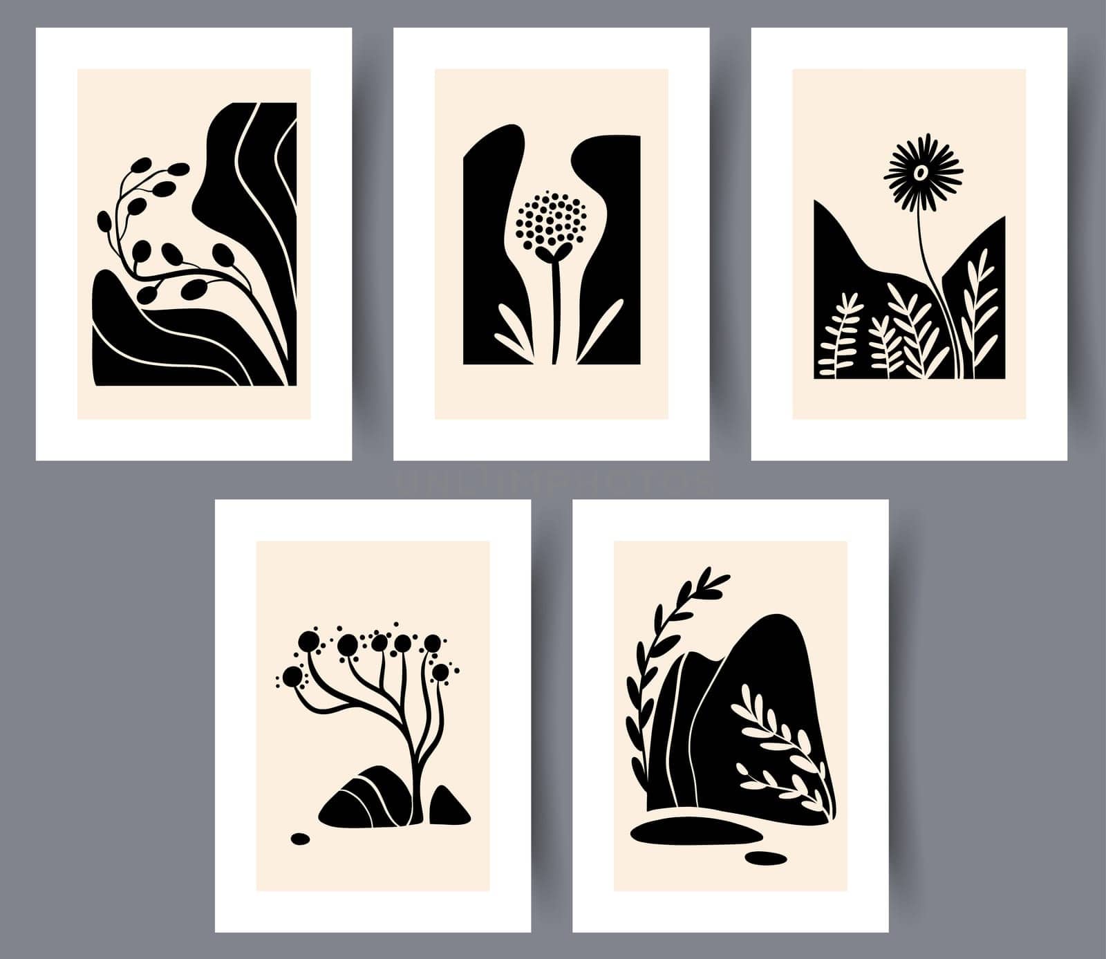 Printable wall art vector poster set vector. Vector illustrationPrintable wall art vector poster set. Hand drawn minimalism design for scandinavian interior.