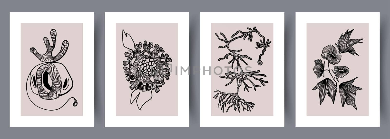 Printable wall art vector poster set. Scandinavian abstract vector print set for modern interior. Printable poster design.
