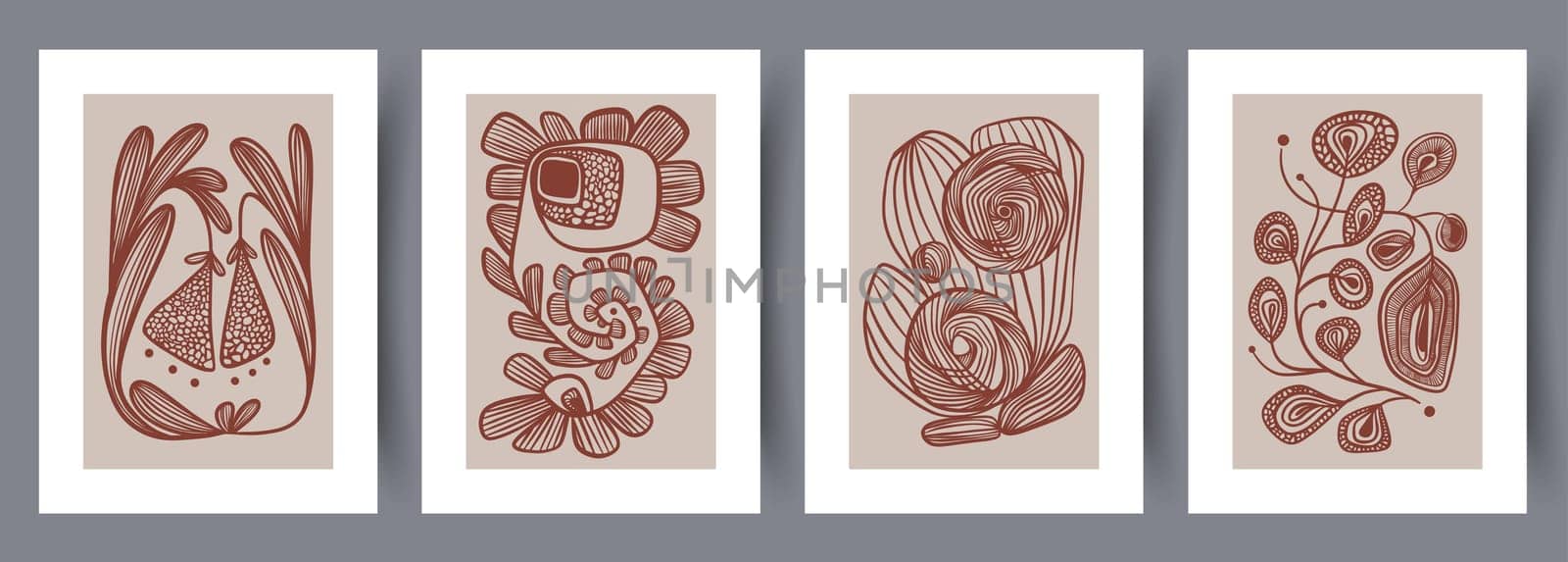Printable wall art vector poster set. Scandinavian abstract vector print set for modern interior. Printable poster design.