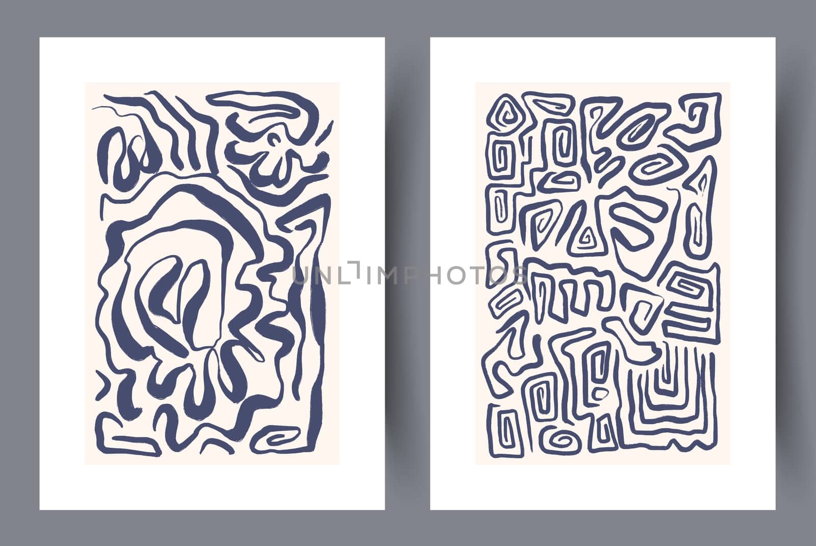 Printable wall art vector poster set. Scandinavian abstract vector print set for modern interior. Printable poster design.