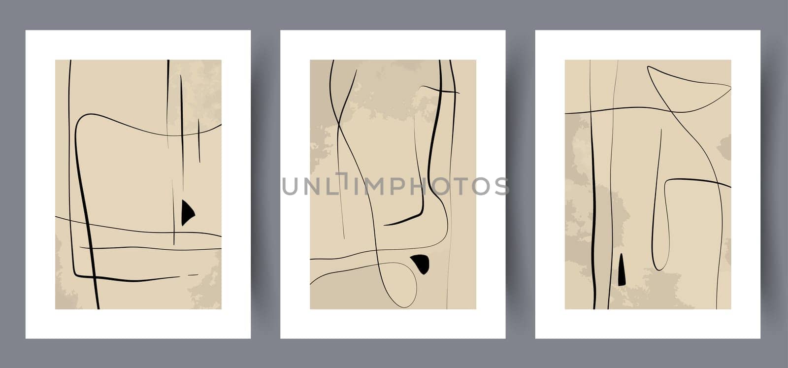 Printable wall art vector poster set vector. Vector illustrationPrintable wall art vector poster set. Hand drawn minimalism design for scandinavian interior.