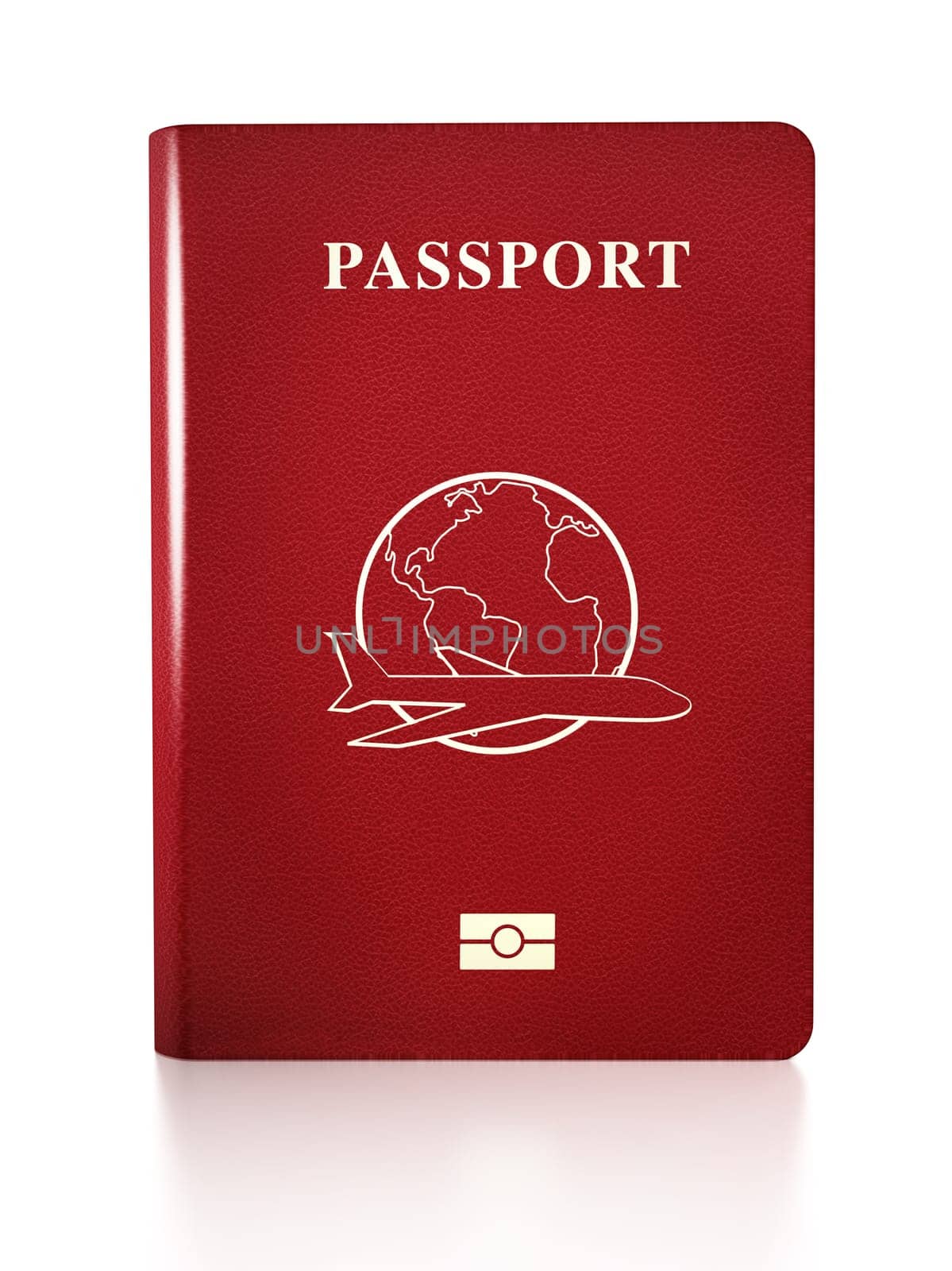 Red passport isolated on white background