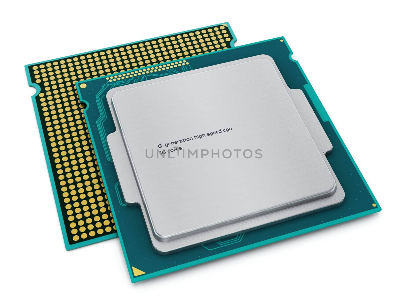 CPUs (central processing units) isolated on white background